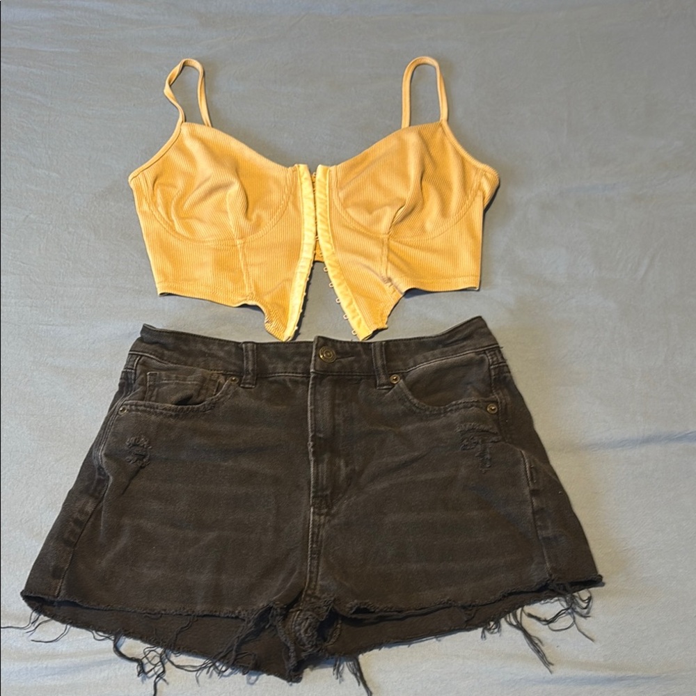 Yellow Asymmetrical Cut Out Crop Camisole